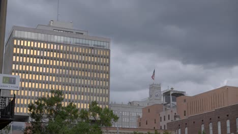 cloudy - stormy day in jackson, ms mississippi. medium shot skyline