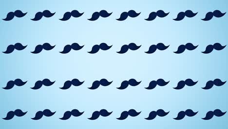 animation of blue moustache repeated on blue backgroud