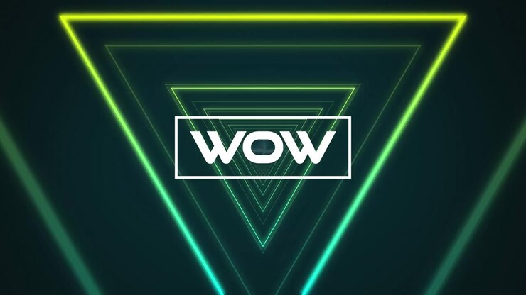 Animazione della parola Wow sullo schermo di un videogioco