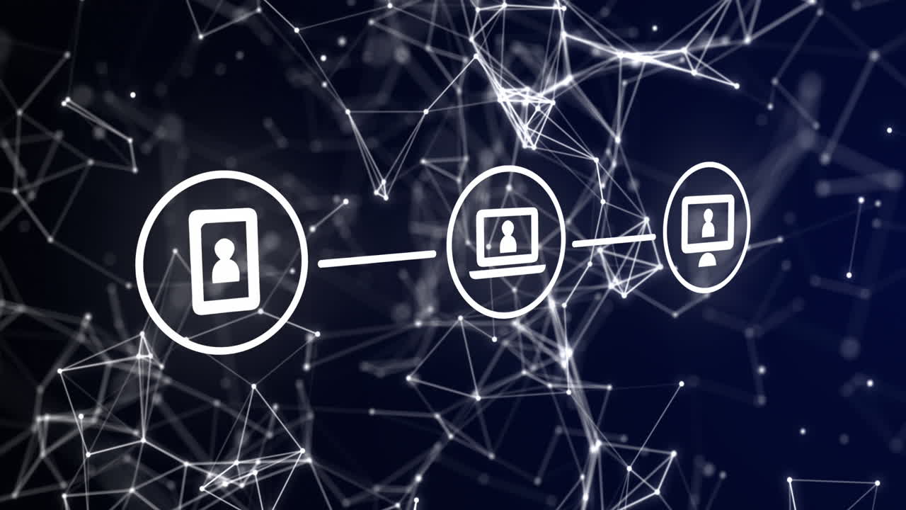 animación de la red de conexiones con iconos