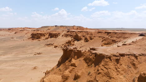 bayanzag of mongolia, the flaming cliffs at daytime - drone shot