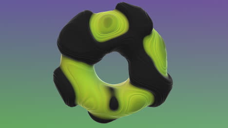 Stunning 3d rendering of a black and yellow doughnut with a unique design