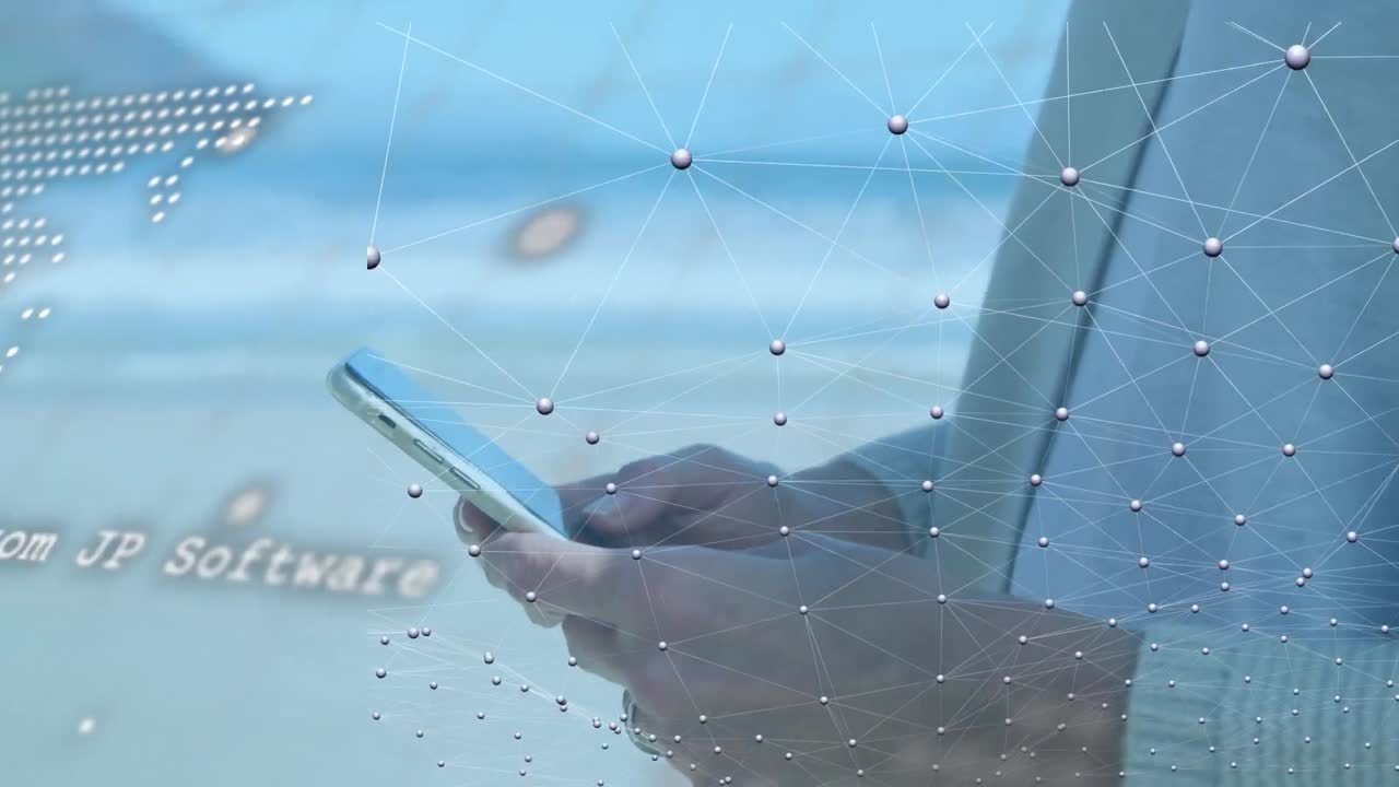 Animation of data processing over hands using smartphone