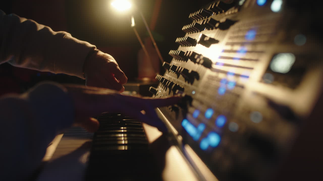 스튜디오에서 오디오를 싱하는 것