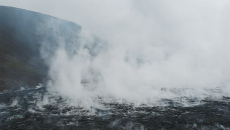 Smoking-volcanic-lava-field,-Krafla-Iceland
