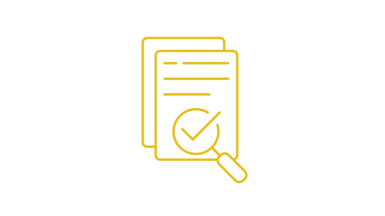 Animated Document Verification with Magnifying Glass and Checkmark