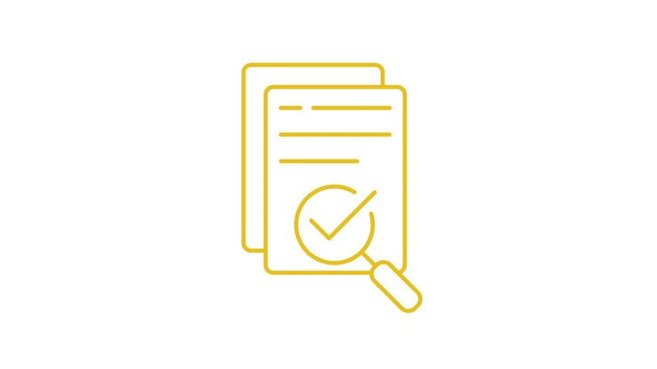 Animated Document Verification with Magnifying Glass and Checkmark