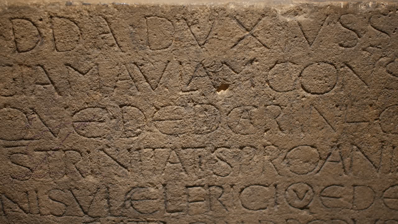 Anglo saxon latin inscription carving in limestone