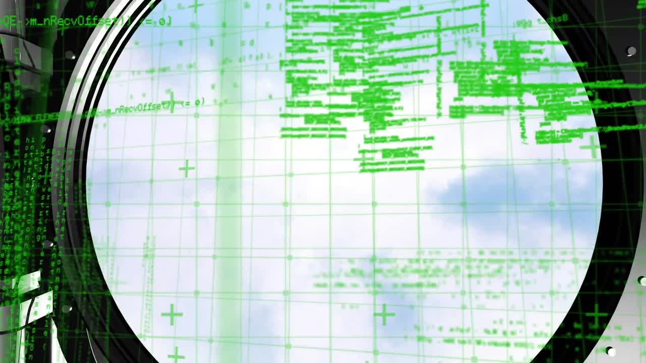 animación del procesamiento de datos de seguridad sobre la ciencia en fondo oscuro