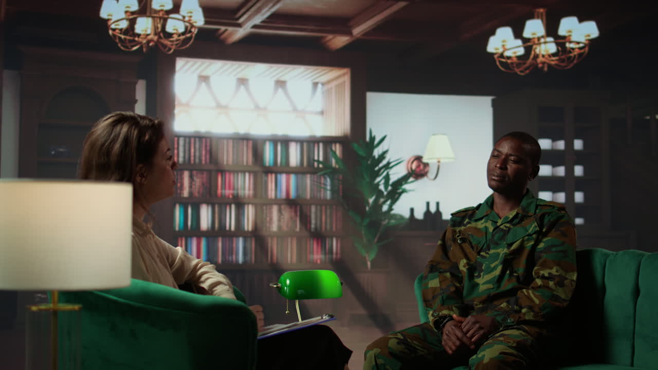 soldado en sesión de terapia