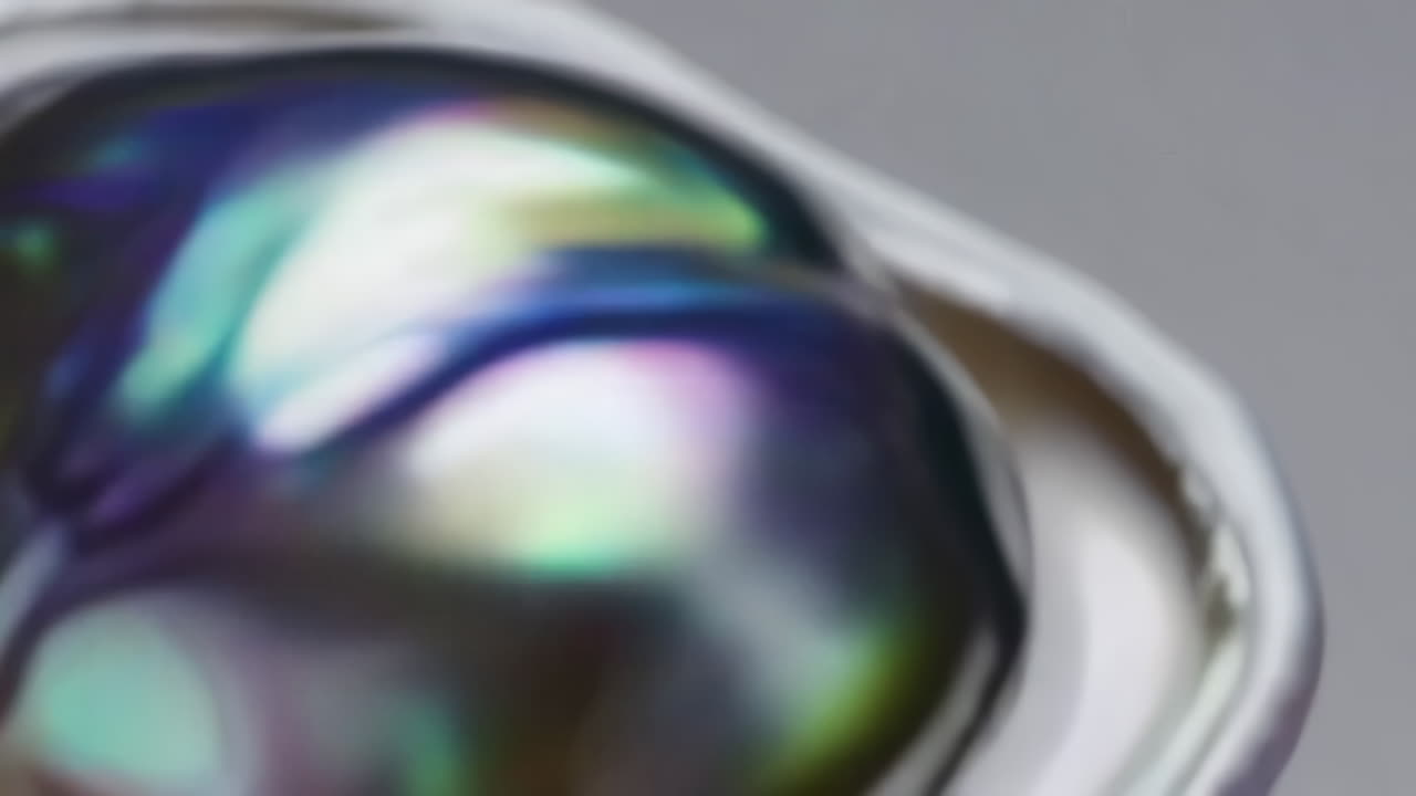 Close-up of a Large Iridescent Black Pearl