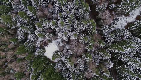 4K-Luftaufnahme-Einer-Wunderschönen-Winterlichen-Berglandschaft