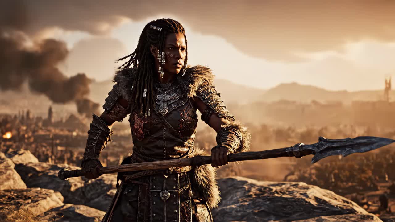 African Warrior Woman with Spear