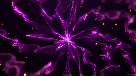 animation of golden dots moving over purple smoke on black background