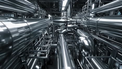 complex industrial piping system