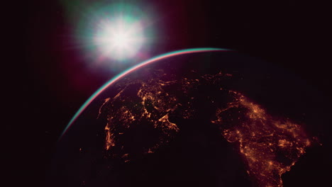 Erde-Bei-Nacht-Mit-Stadtlichtern.-Elemente-Dieses-Von-Der-NASA-Bereitgestellten-Bildes