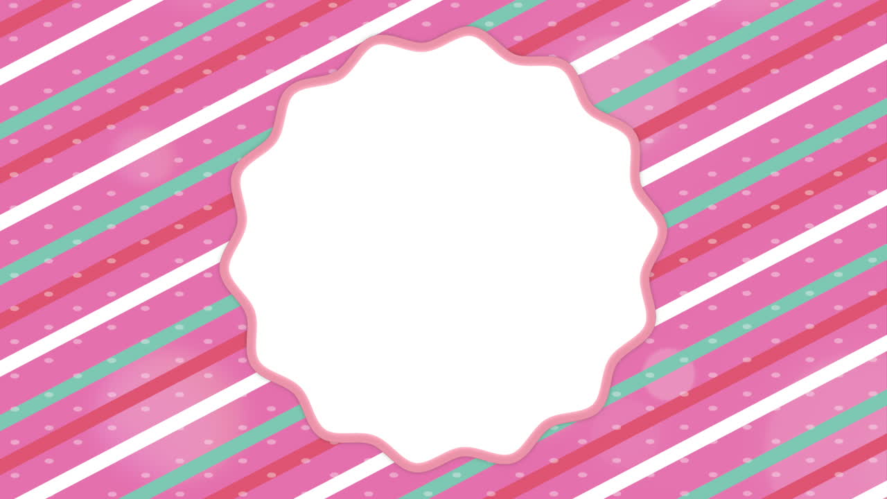 분홍색과 빨간색 줄무 바탕과 타원형 프레임