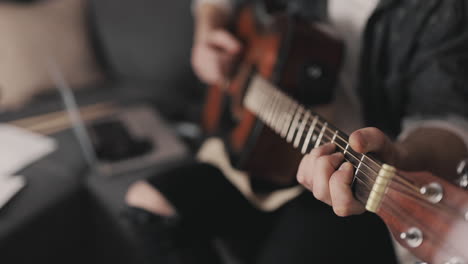 playing guitar close up