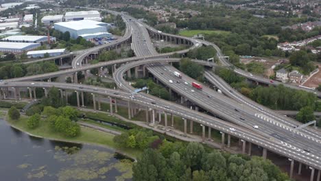 drone shot tracking vans on spaghetti junction