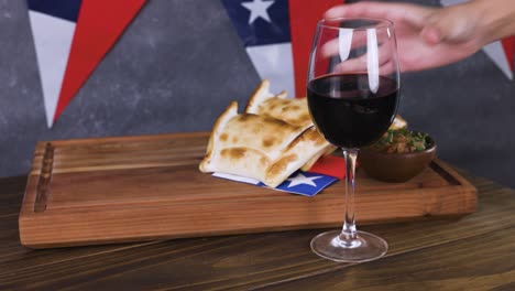 chile fiestas patrias chilean flag anniversary national day empanadas pebre food drink wine glass