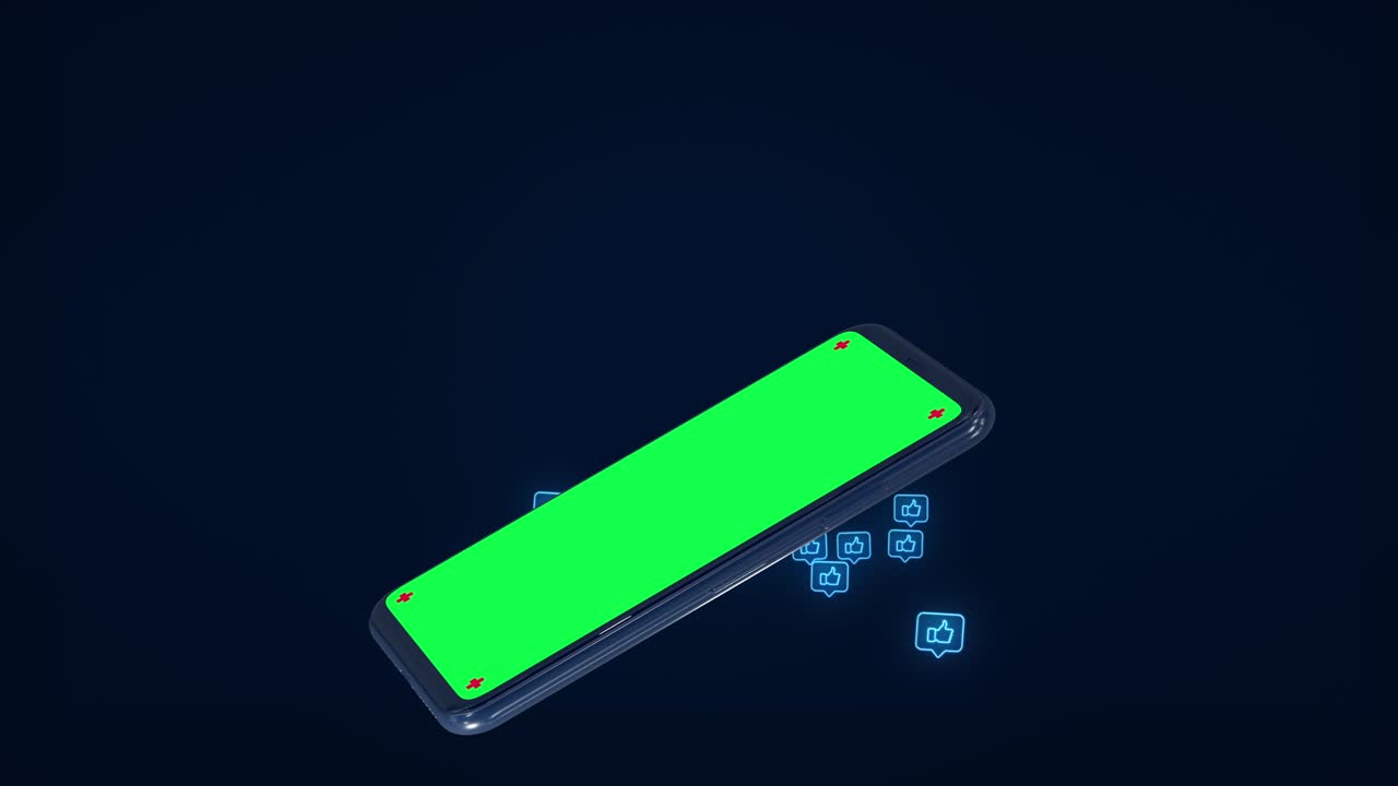 Schermo verde del telefono con icona "Mi piace" di social network
