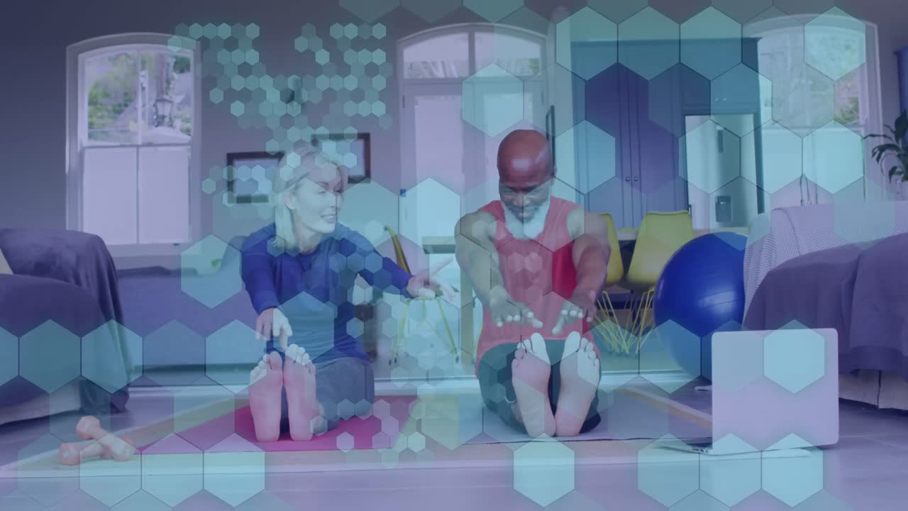 다양한 커플 운동을 통해 움직이는 모양의 애니메이션