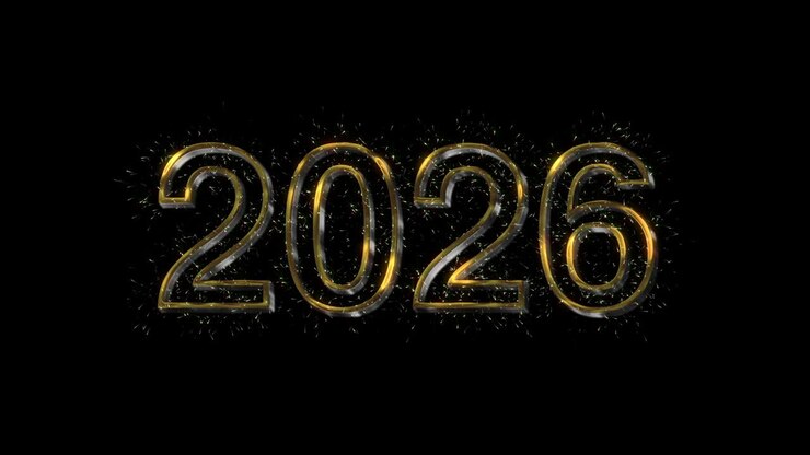 Golden New Year 2026 Numbers Reveal with Fireworks Particles