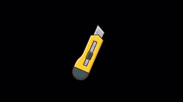 Animated Utility Knife Blade Extending and Retracting on Black Background