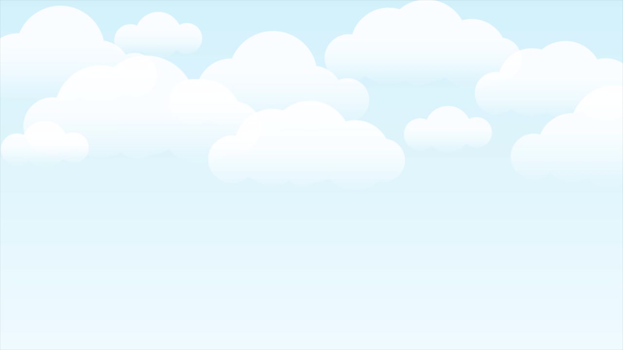 2d looped Animation of Beautiful fluffy clouds on the light blue sky background. gradient cloudy landscape. abstract modern backdrop for banner, presentation, ads. minimalistic simple style, sunny day