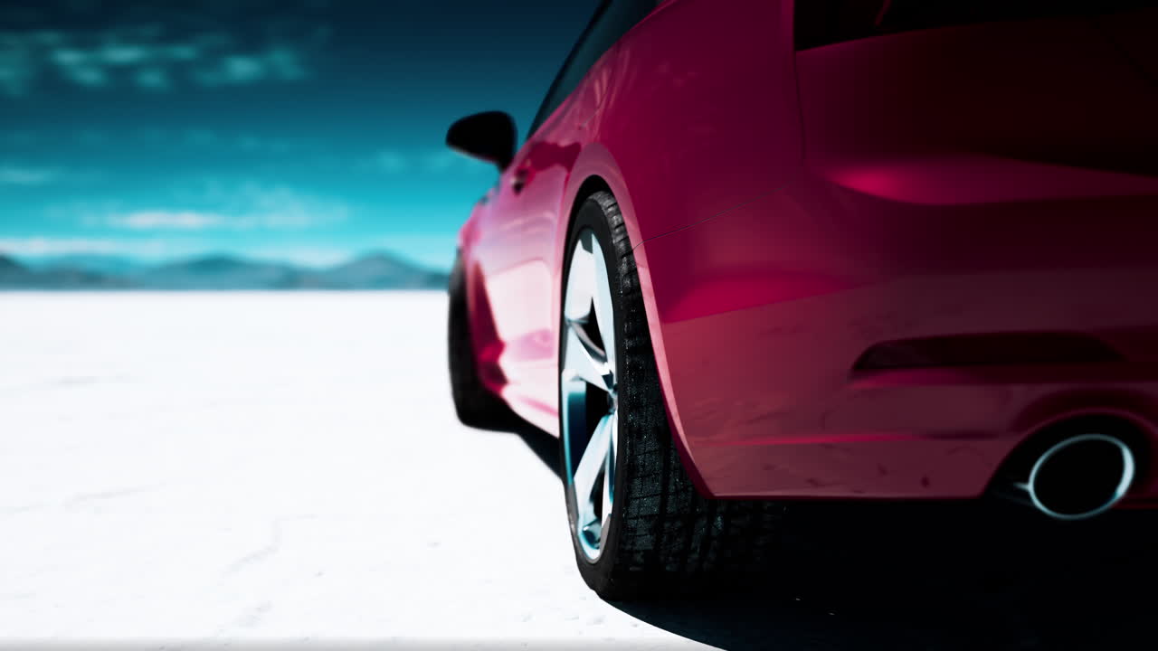 coche rosa en un salino