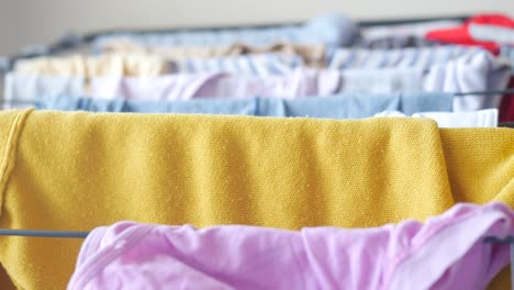 clothes drying on a laundry rack