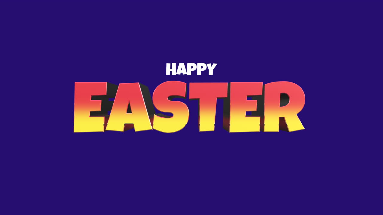 Testo Buona Pasqua in stile cartone animato su sfumatura blu