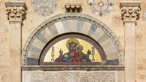 detail of the facade of cathedral of santa maria assunta in cagliari