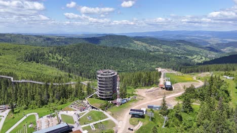 panoramic aerial view of treetop walk bachledka in the mala franková, slovakia