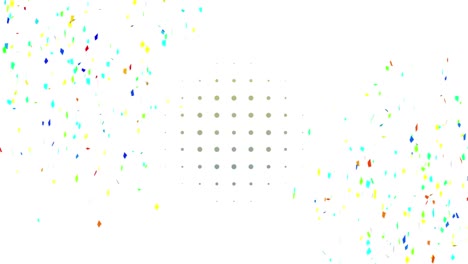 Animation-of-shapes-over-confetti-on-white-background