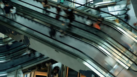 people in escalators at the modern shopping mall