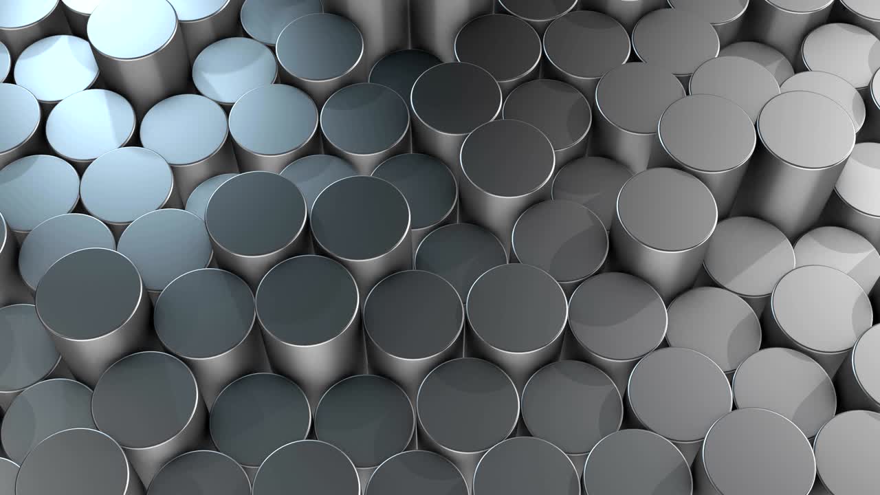 Abstract cylindrical geometric aluminum surfaces in virtual space