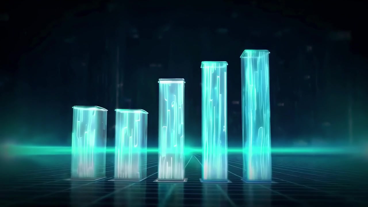 Animated Digital Bar Chart and Line Graph Showing Business Growth