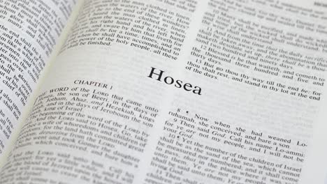 primer plano de la página de la biblia pasando al libro de oseas