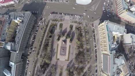 car traffic around square of fallen fighters in volgograd russia