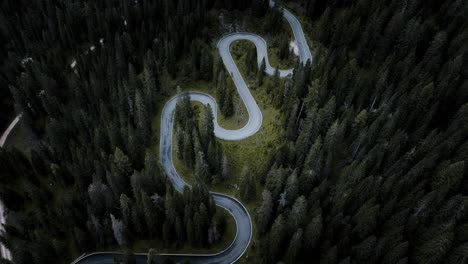 aerial drone footage of snake road passo giau, cars, travel, road