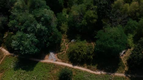 imágenes aéreas de los senderos en el campo de piedra en szentbékkála en la cuenca de káli, condado de veszprém, hungría