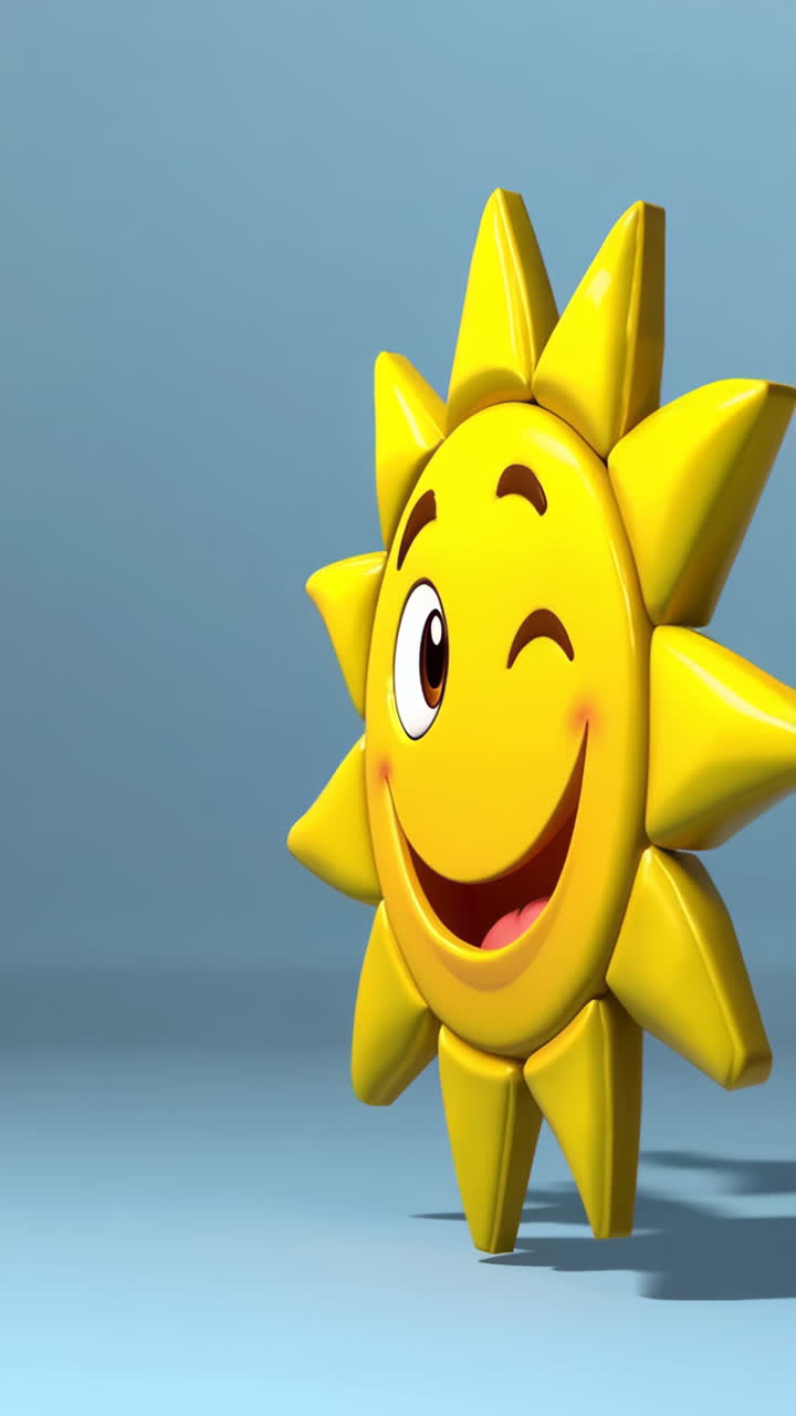 Winking Cartoon Sun Character