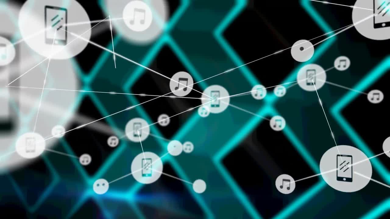 어두운 배경 위의 연결 네트워크의 애니메이션