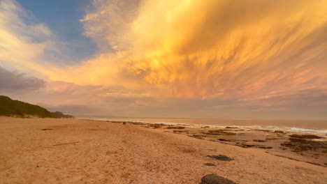 jbay jefferey's bay south africa most stunning best ever incredible summer sunset thunderstorm clouds deep golden orange waves crash on beach shore supers impossible boneyard surf paradise to left