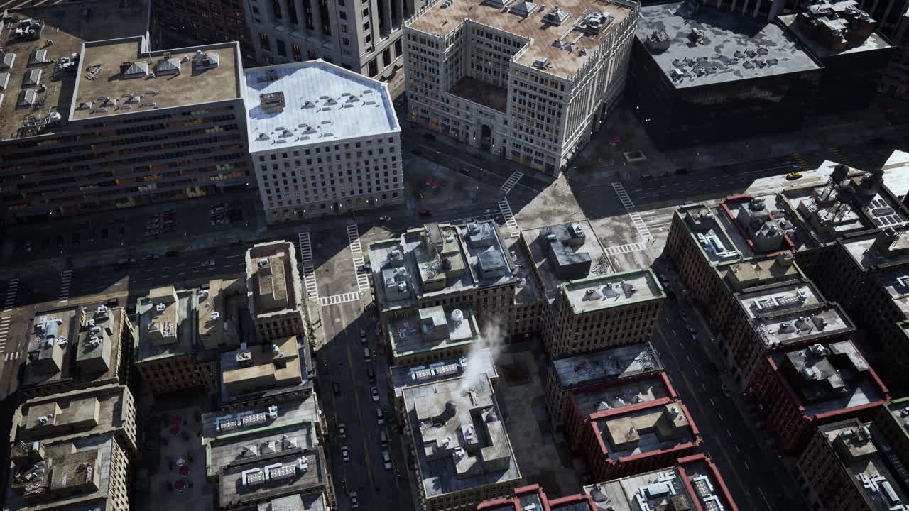 Uma vista aérea de uma cidade com muitos edifícios