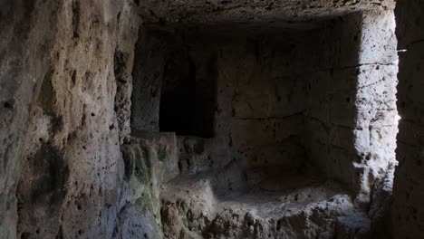 exploring ancient ruins, roman tombs inside a necropolis