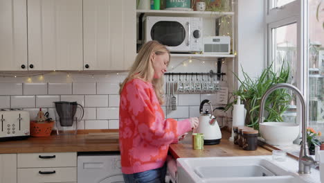 a woman in a kitchen