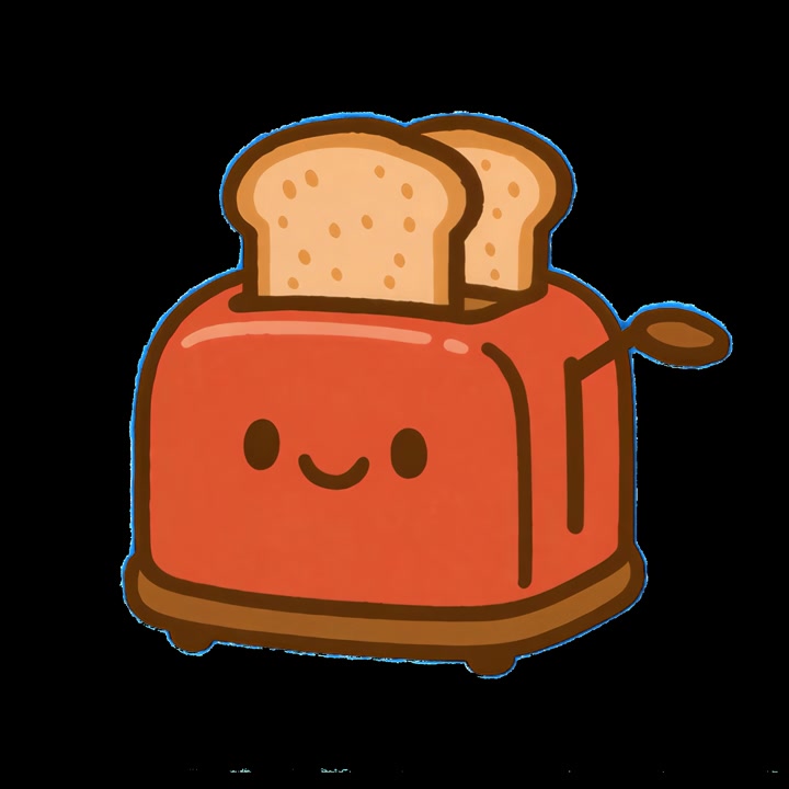 Cute Animated Toaster Popping Up Slices of Bread