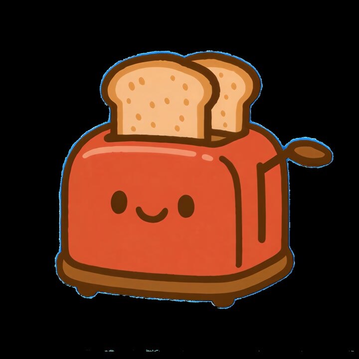Cute Animated Toaster Popping Up Slices of Bread